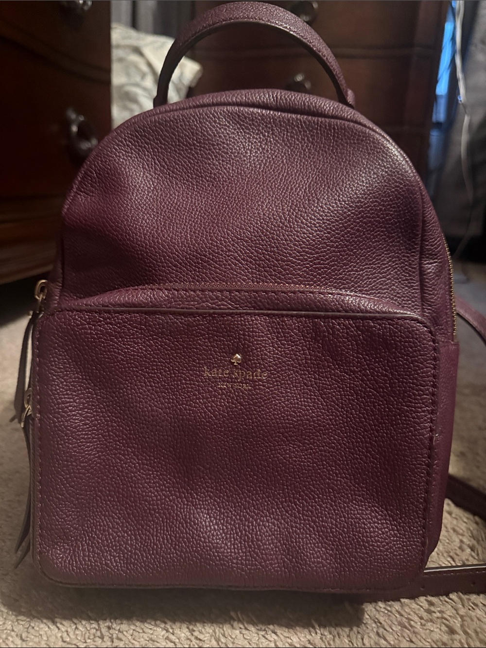 kate spade Women's Leather-Style Backpack in maroon